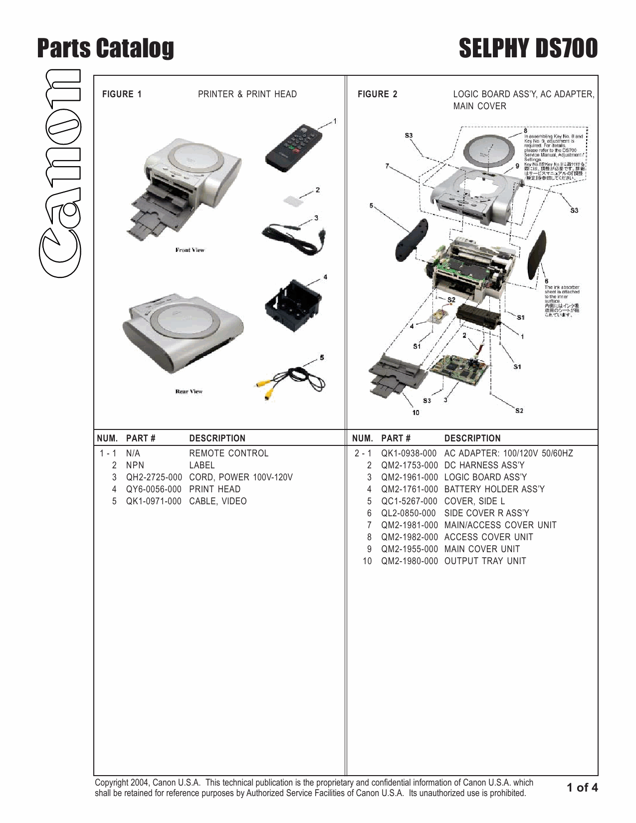 Canon SELPHY DS700 Service and Parts Manual-6